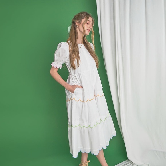 English Factory Scalloped Midi Dress - Picture 5 of 11